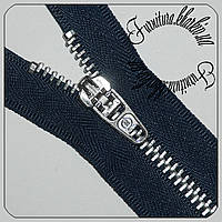 Молния джинсовая №4 "HEHE" с усиленным бегунком 18 см синяя, никель.