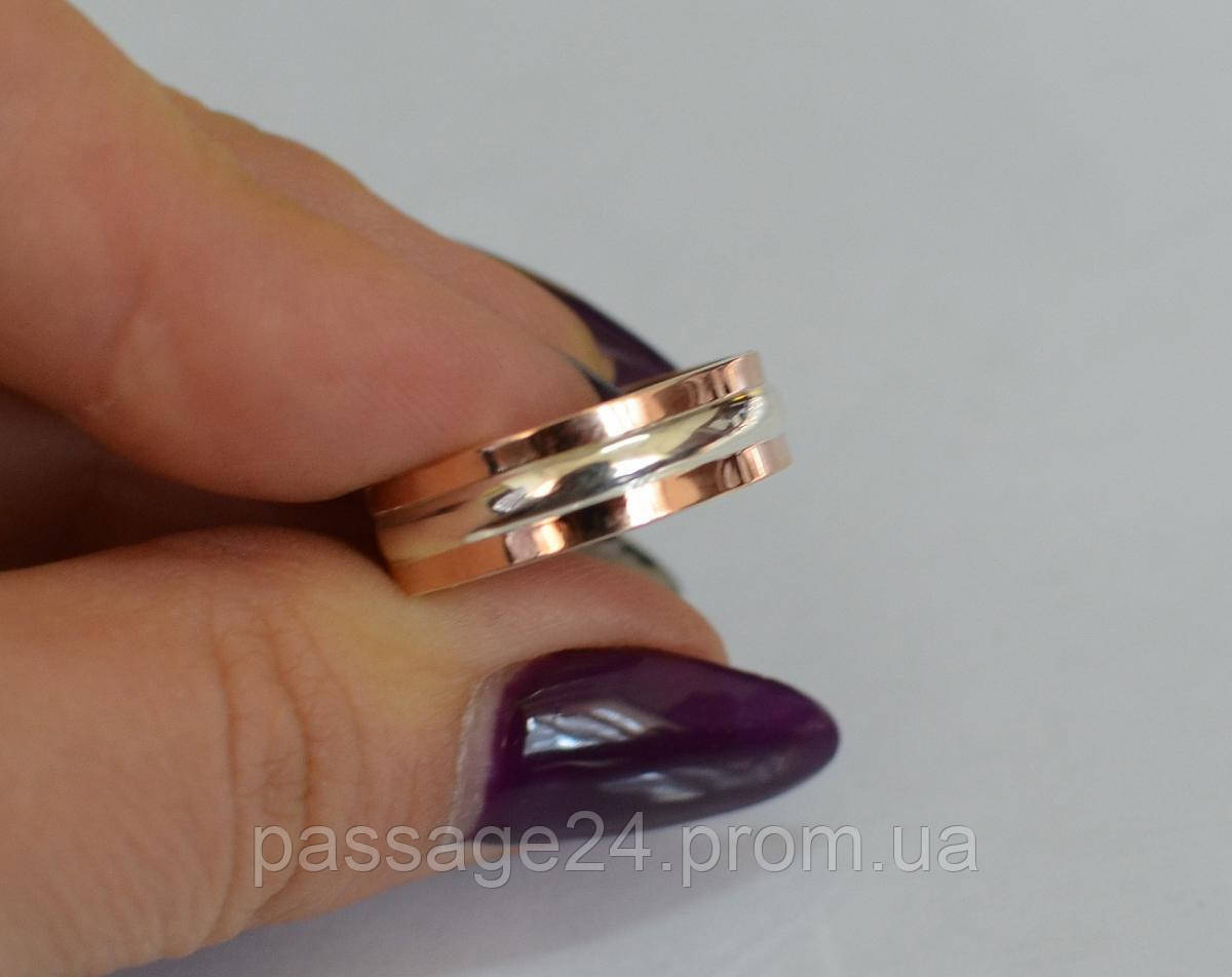 Парные серебряные обручальные кольца с золотыми накладками - фото 5 - id-p776260513