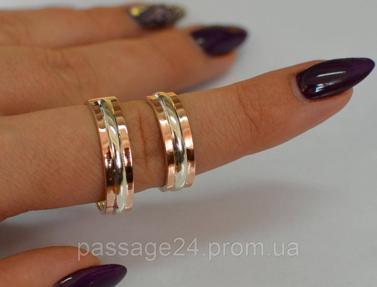 Парные серебряные обручальные кольца с золотыми накладками - фото 2 - id-p776260513