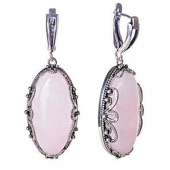 ✧Сережки Рожевий кварц✧