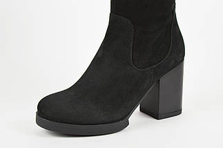 Чоботи на підборах WindRose 338 39 Чорні замш-велюр, фото 4