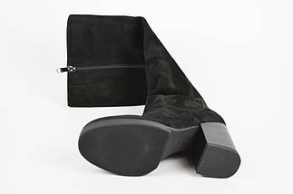 Чоботи на підборах WindRose 338 39 Чорні замш-велюр, фото 2