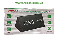 Деревянные светодиодные настольные часы VST-861