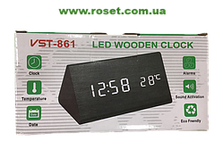 Дерев'яний світлодіодний настільний годинник VST-861 