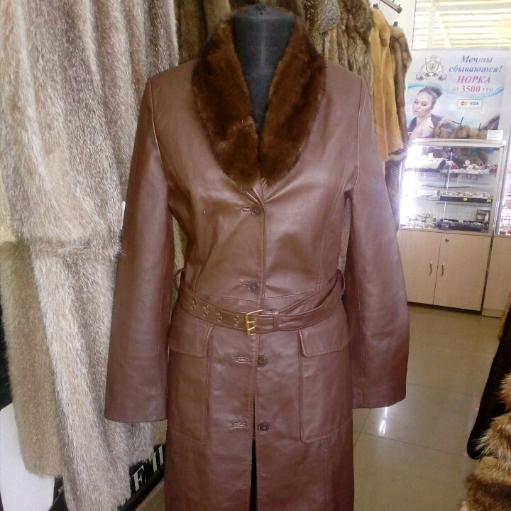 Кардиган з шкіри і норки, натуральна шкіра, натуральна норка 40-42 розмір, фото 1