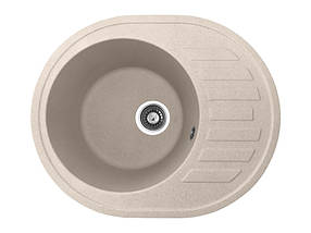 Овальна кухонна мийка PoliComposite М03 610х500х220 Крем