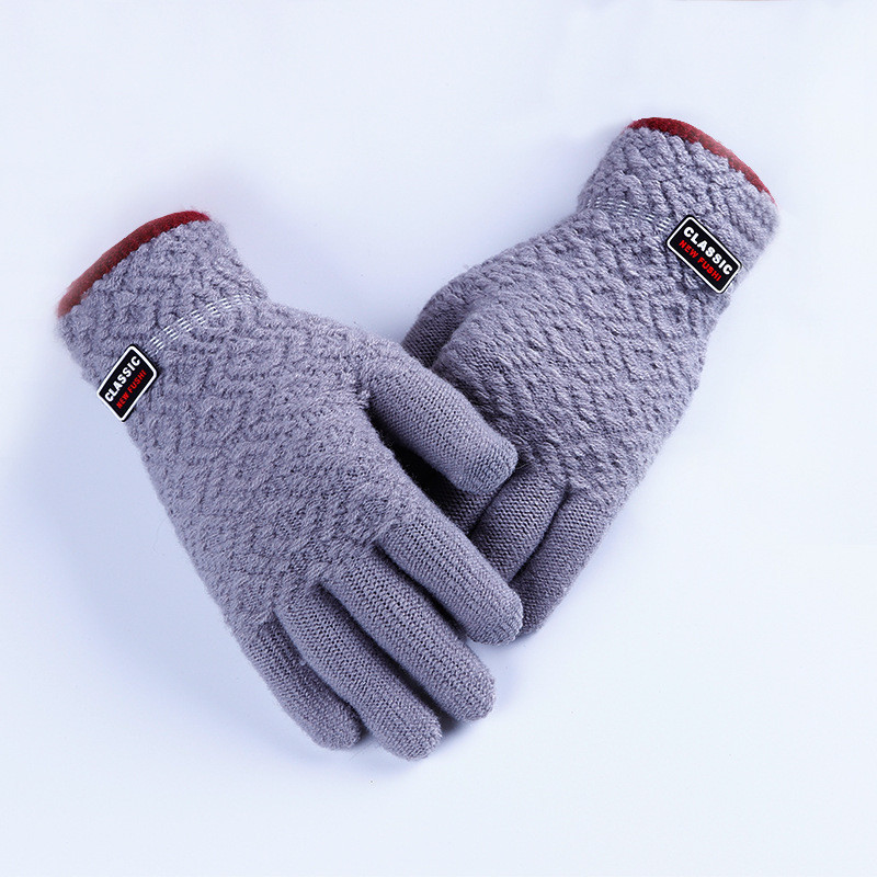 Зимние теплые мужские перчатки Classic коричневые - фото 4 - id-p776661971