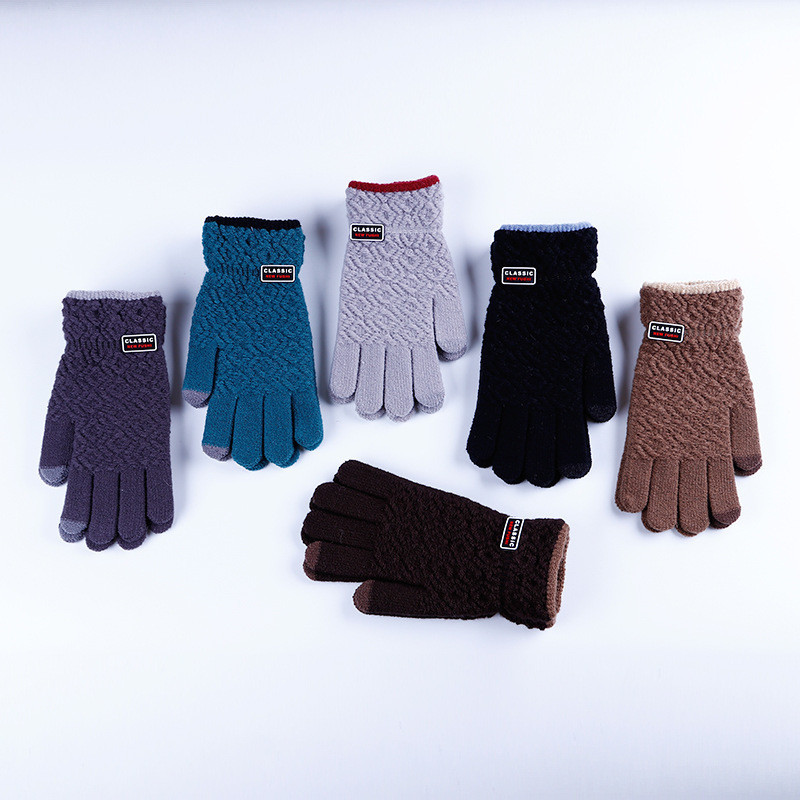 Зимние теплые мужские перчатки Classic коричневые - фото 5 - id-p776661971