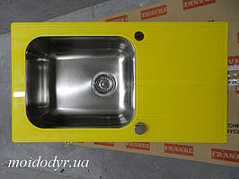 Кухонна скляна мийка 780x435x190 жовта