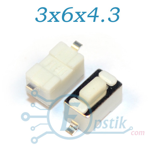 Кнопка тактовая, 3x6x4.3мм. 2pin SMD
