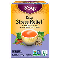 Yogi Tea, Kava Stress Relief, Кава-антистрес, без кофеїну, 16 чайних пакетиків