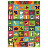 Картон ЦВІТНИЙ, 9 аркушів, А4, ДВІЙка-ОРІГАМ-ДВУХЦВЕТНИЙ, крейдований, у прозорому пакованні., фото 2