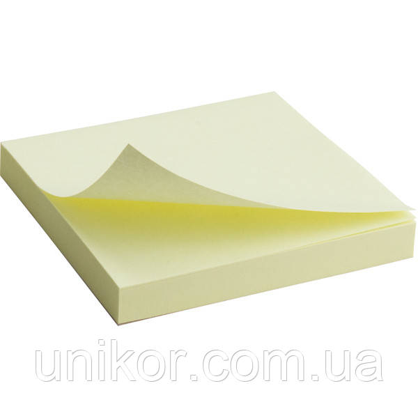 Блок post-it 75*75 мм, 100 аркушів, пастельний жовтий. Delta by Axent, фото 1