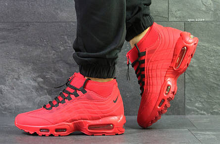 Підліткові кросівки,термо Nike air max 95 Sneakerboot,червоні, фото 2