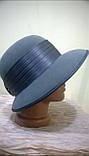 Демісезонний капелюх із крисами прикрашений атласною стрічкою 54-55 см, фото 3