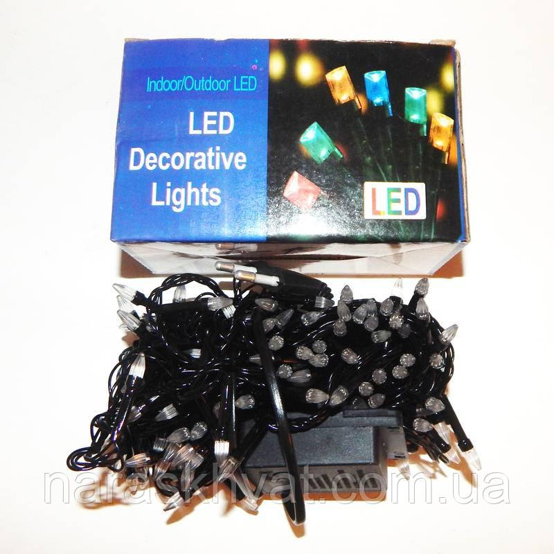 Гірлянда Нитка Конус-рис LED 200 холодний білий, чорний дріт, фото 1