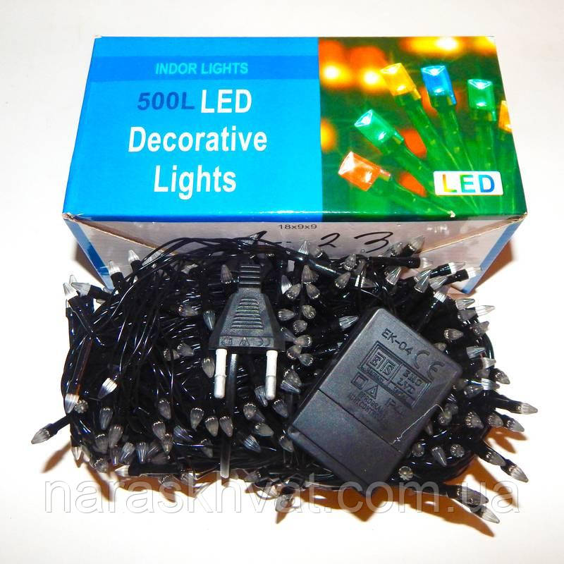 Гірлянда Нитка Конус-рис LED 500 теплий білий, чорний провід