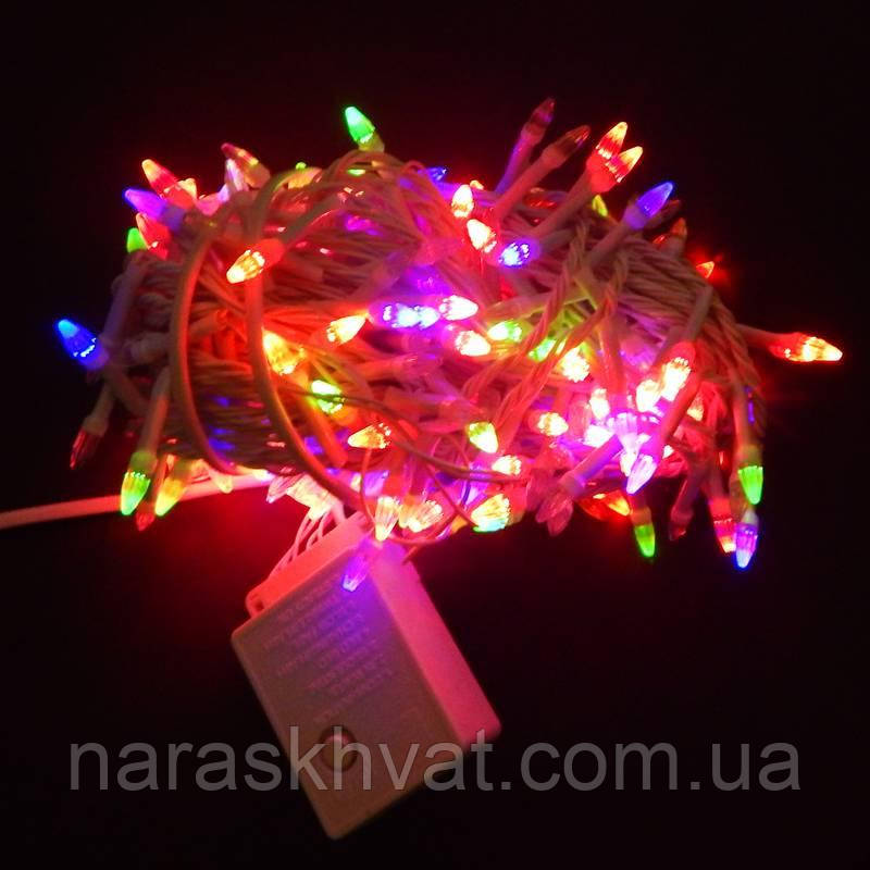 Гірлянда Нитка Конус-рис LED 300 мульти, білий дріт, фото 1