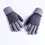 Зимові вовняні сині рукавички чоловічі, фото 4
