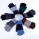 Зимові вовняні сині рукавички чоловічі, фото 5