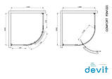 Душова кабіна Devit Comfort FEN1223 1/4 кола 100х100 см, фото 2