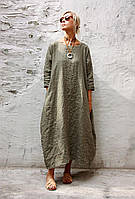 Плаття зі щільного льону бочка, бохо, трапеція широка осінь-весна. Великий і стандартний розмір. Колір на вибір