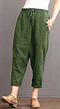 Лляні щільні жіночі штани-лунишки, чиноси, шаровари, стильні casual. Колір на вибір, фото 4