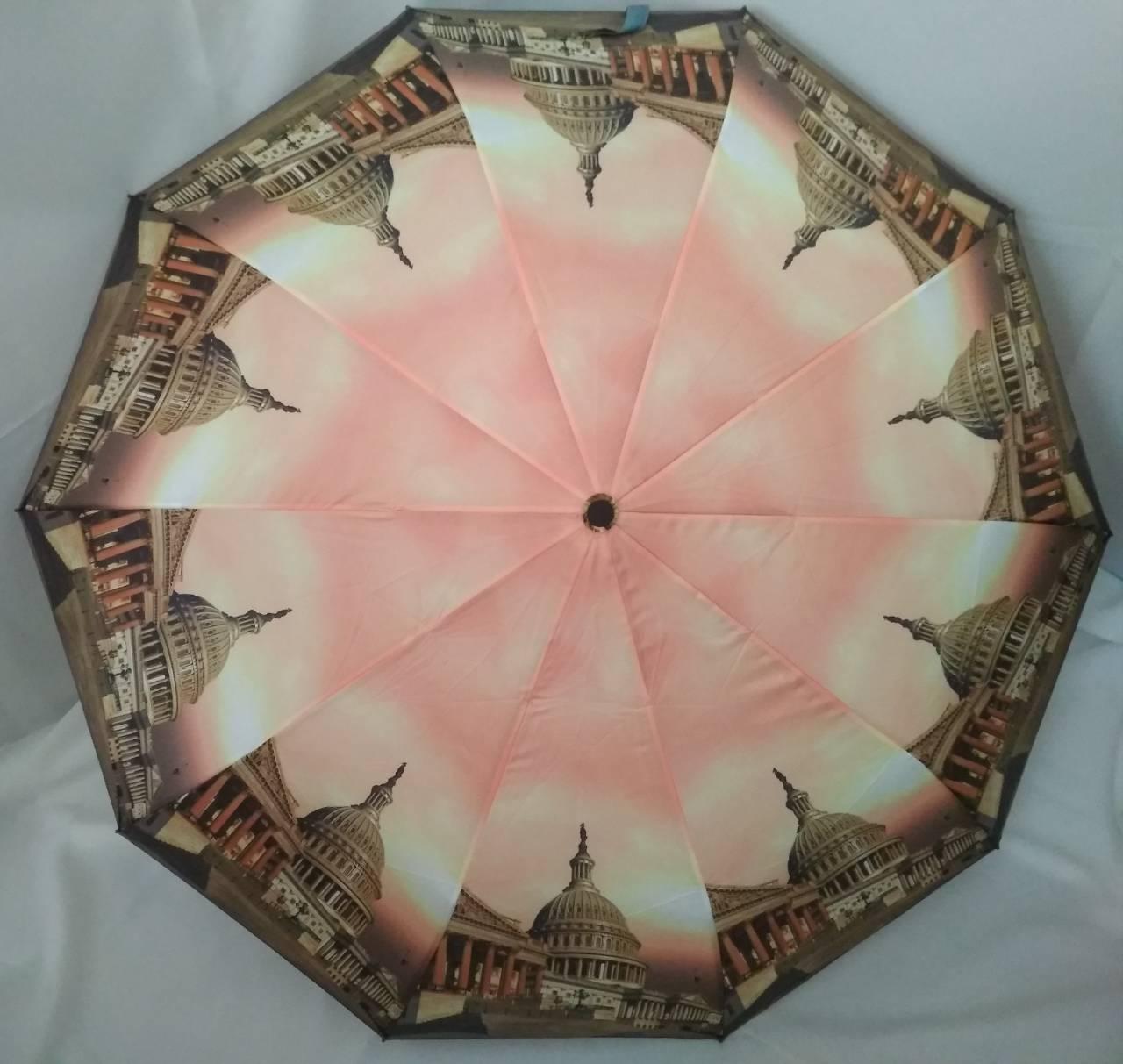 Зонт жіночий напівавтомат з містами на 10 спиць від фірми "Mario" MR145/ Парасольку "антиветер", фото 1