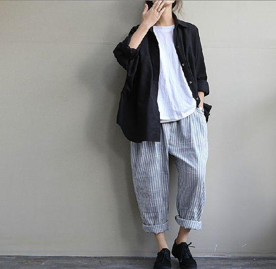 Костюм лляні штани та подовжена рубаха, бохостиль, casual style, фото 1