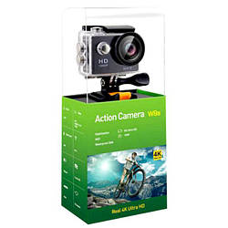 Екшн камера Action camera W9s чорна з водонепроникним футляром, Wi-Fi, екраном, кріпленнями