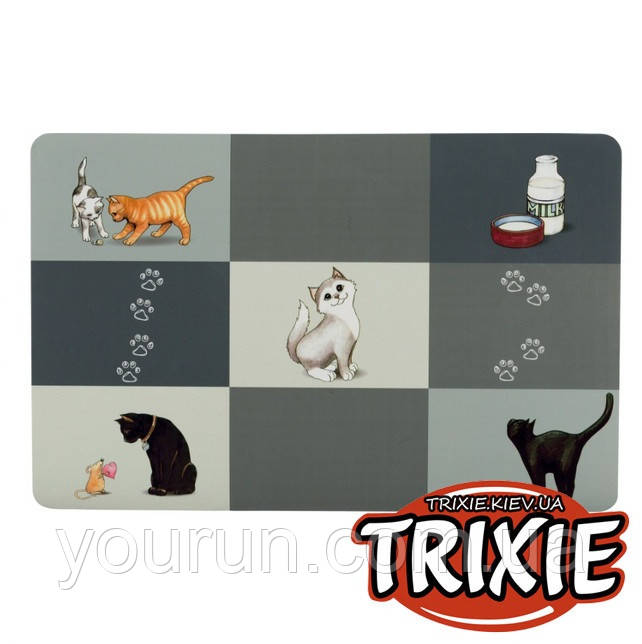 Trixie (Тріксі) Килимок "Patchwork" під миски для котів 44*28см сірий, фото 1