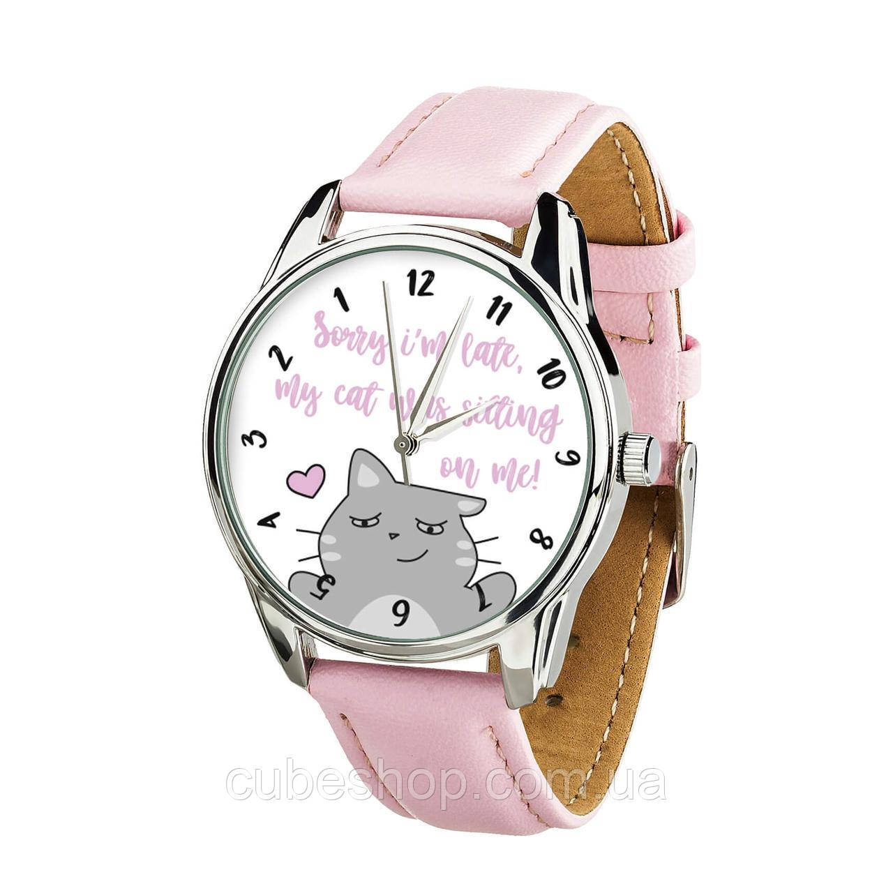 Годинник наручний зі зворотним ходом "Котики не концентрується" + додатковий ремінець