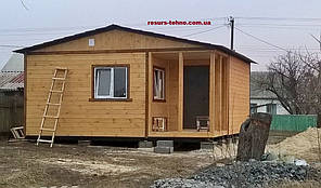 Будинок модульний дачний 6 м х 6 м із фальшбруса з терасою.