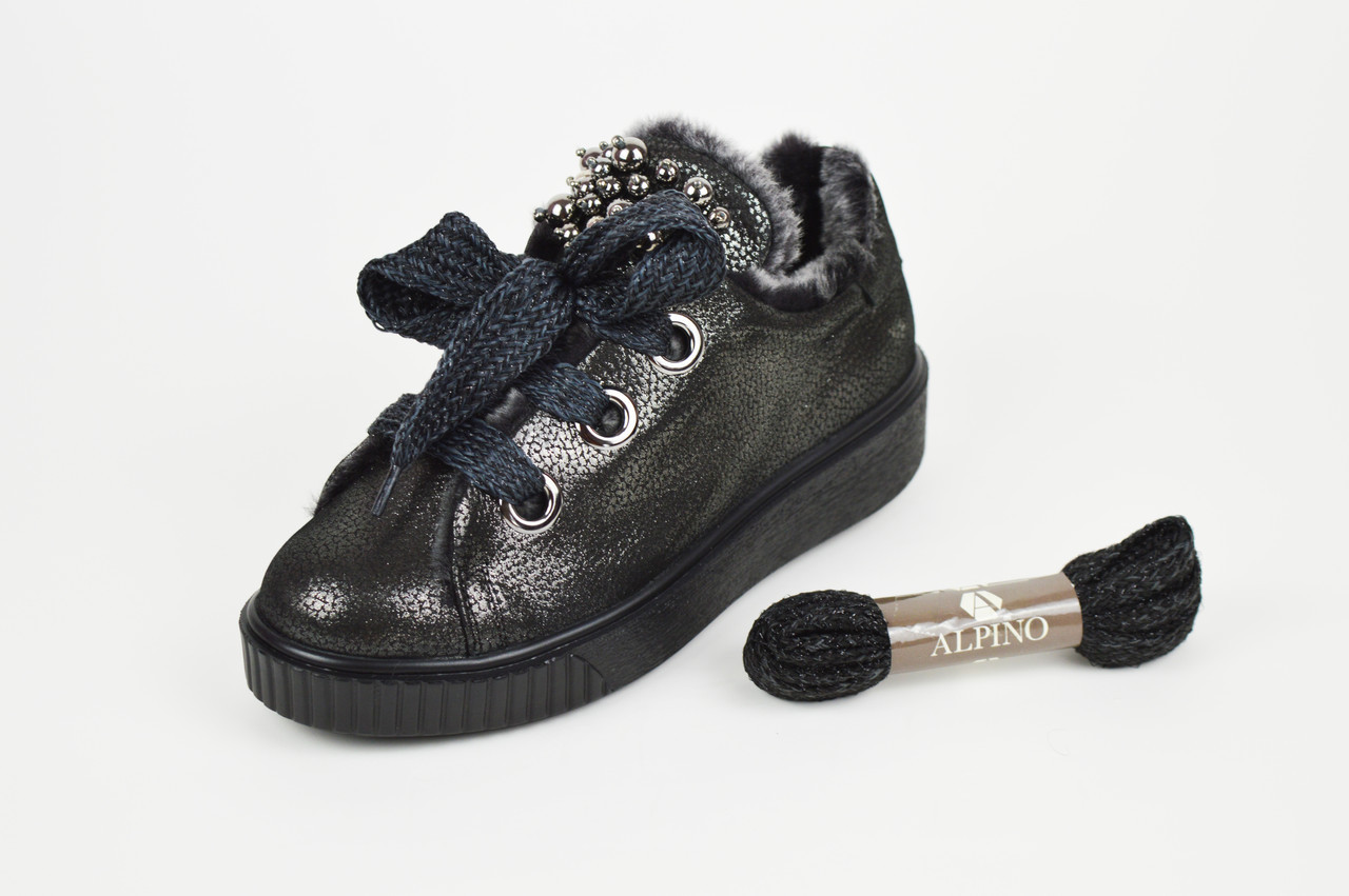 Кросівки на хутрі Alpino 860 37 Темна-платина шкіра