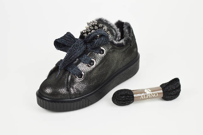 Кросівки на хутрі Alpino 860 37 Темна-платина шкіра, фото 1