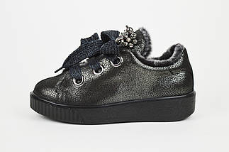 Кросівки на хутрі Alpino 860 37 Темна-платина шкіра, фото 5