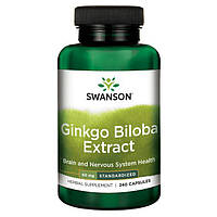 Уцінка! Екстракт гінкго білоба 24% 60 мг 240 капсул / Ginkgo Biloba Extract 24% Swanson USA