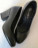 Nona! жіночі якісні класичні туфлі чорна шкіра збуття на підборах 7,5 см, фото 4