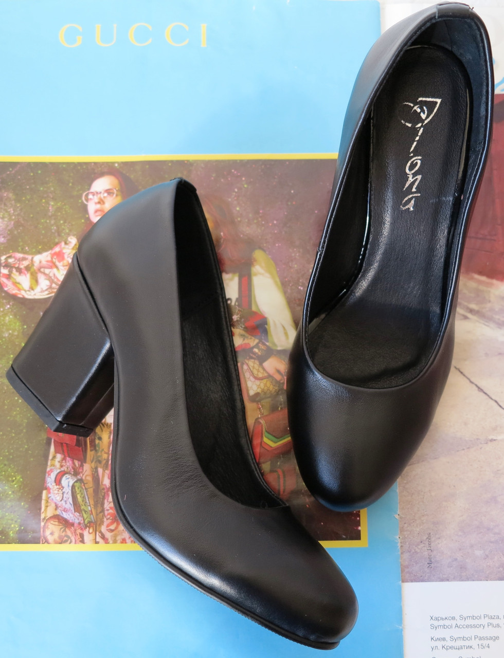 Nona! жіночі якісні класичні туфлі чорна шкіра збуття на підборах 7,5 см