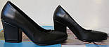 Nona! жіночі якісні класичні туфлі чорна шкіра збуття на підборах 7,5 см, фото 9