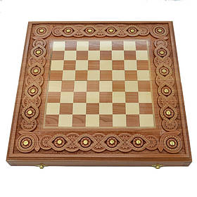 Шахова дошка. 40х40 см. Інкрустація міддю