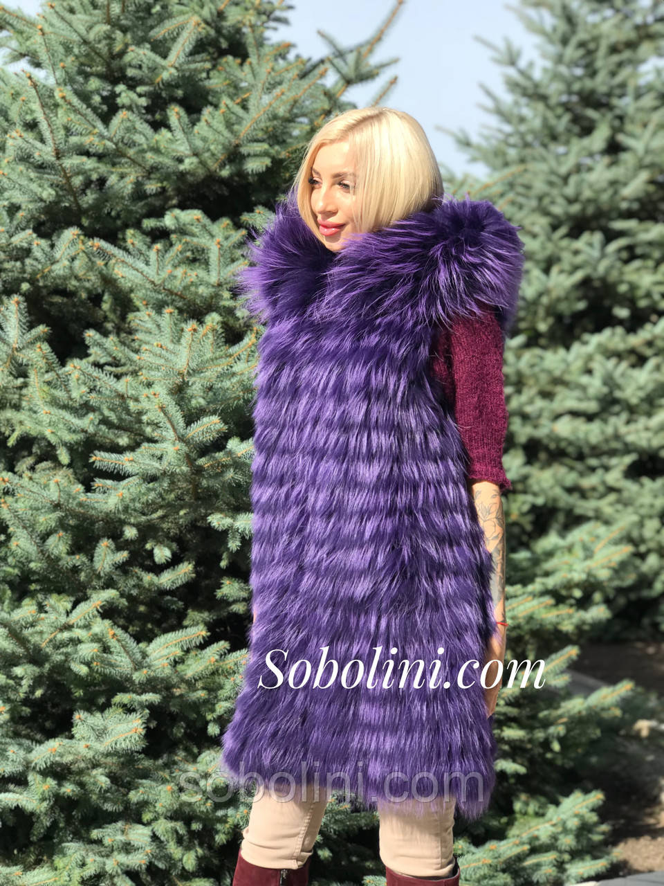 Жилет із хутра єнота-альбіноса, технологія розпуск, фото 1