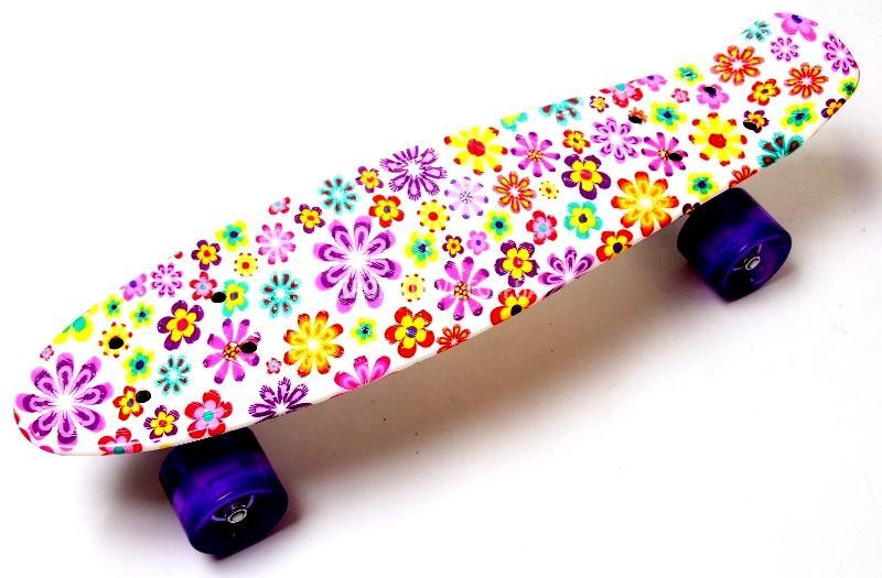 Penny Board "Violet Flowers" Світяться колеса, фото 1