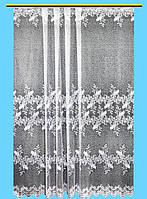 Жаккардовый тюль "Цветочный танец" (белый), высота 260 см