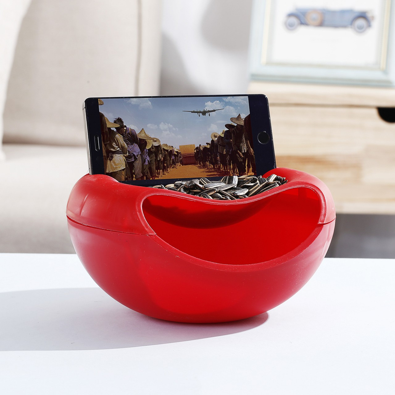 Миска для насіння з підставкою для телефону червона, фото 1