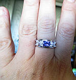 Срібне кільце з натуральними танзанітами "Зимове" розмір 18,3, фото 2