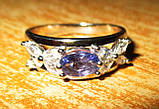 Срібне кільце з натуральними танзанітами "Зимове" розмір 18,3, фото 8