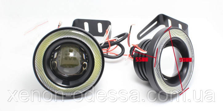 Мощные противотуманные фонари LED линзы 75 мм с Ангельскими Глазками - фото 6 - id-p64394279