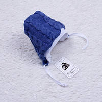 Зимняя вязаная шапочка "Weave" на махровой подкладке для новорожденных, синяя