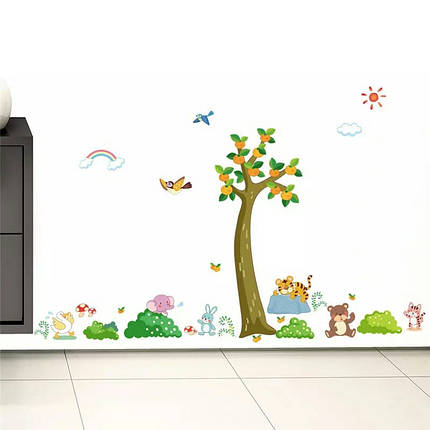 Наклейка на стіну, на шафки, прикраси стіни в дитячий сад "звірі відпочивають!" 80см*110см (лист 30*90см), фото 2
